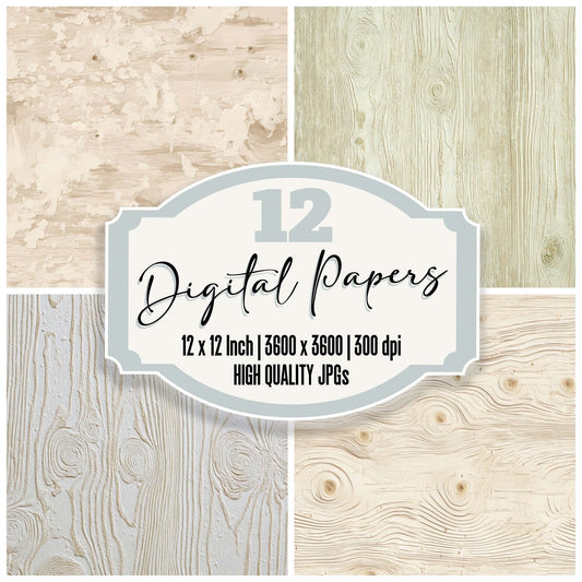 Cream Plywood Knots Digital Paper Pack (DDD008158)