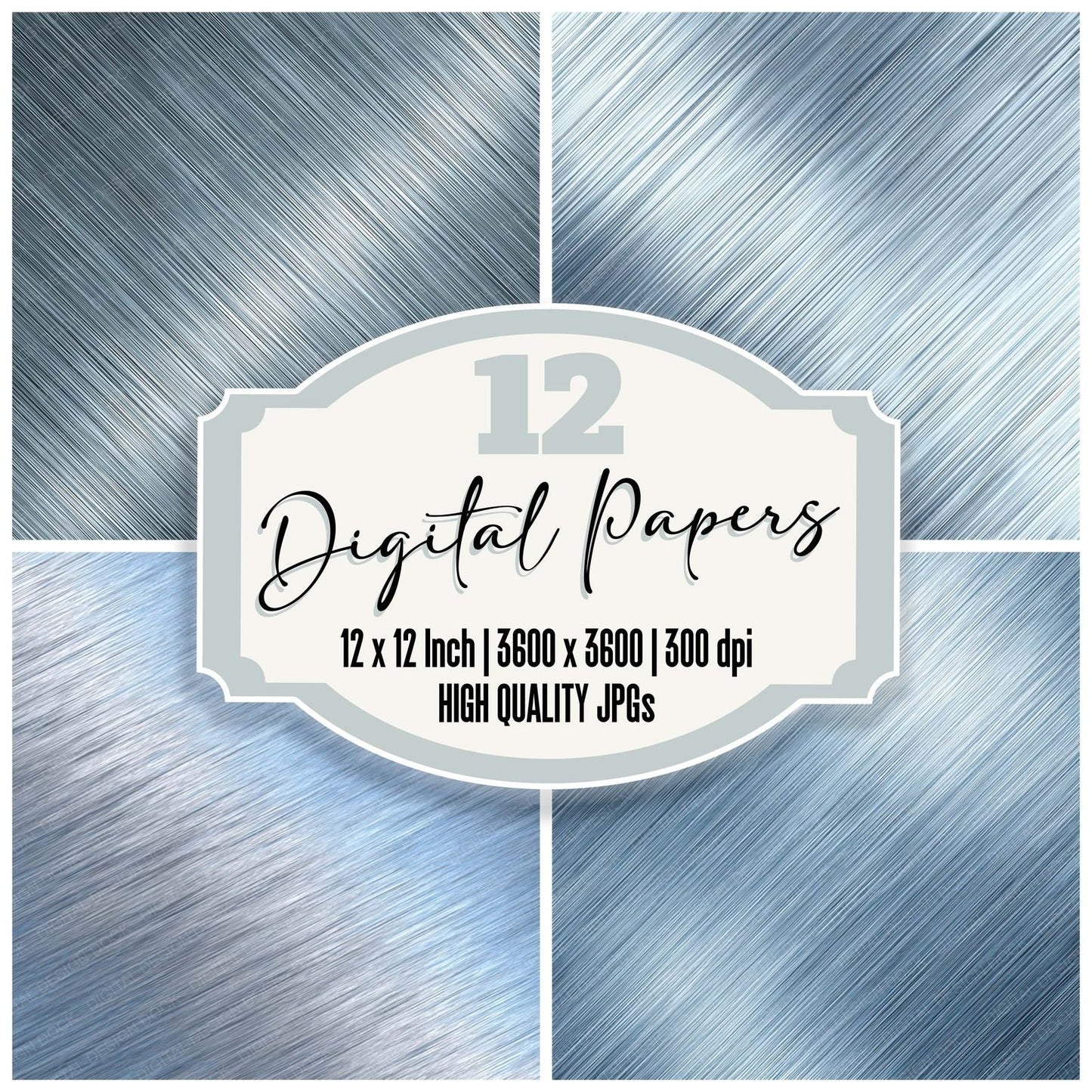 Silver Titanium Grain Digital Paper Pack (DDD008163)
