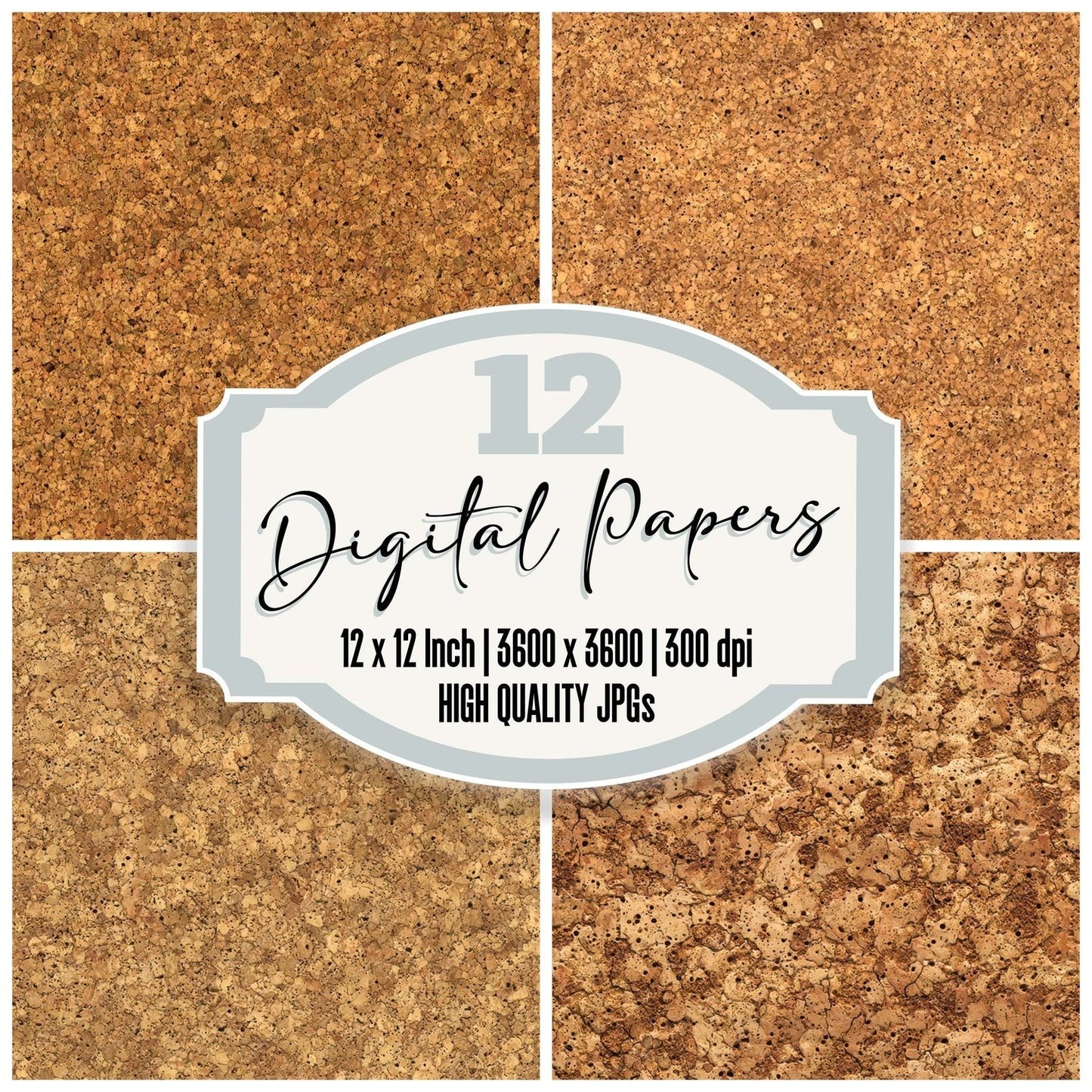 Tan Cork Pinholes Digital Paper Pack (DDD008164)