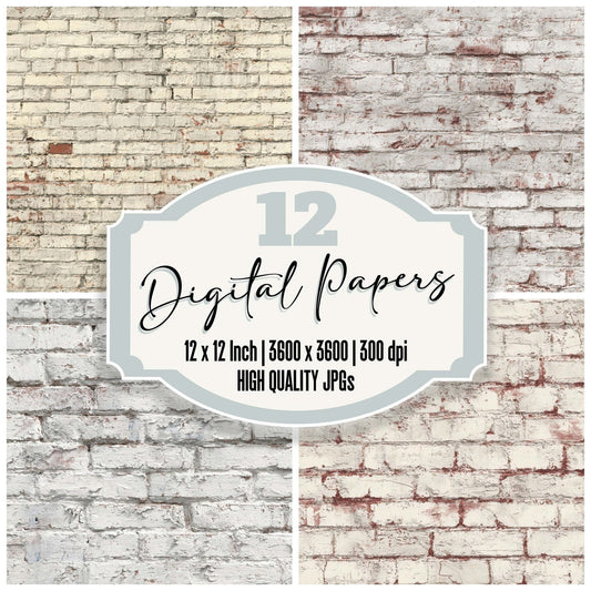 Whitewashed Brick Wall Digital Paper Pack (DDD008167)