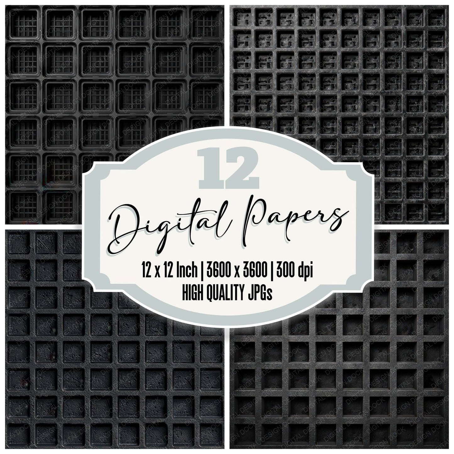 Black Plastic Grid Digital Paper Pack (DDD008168)