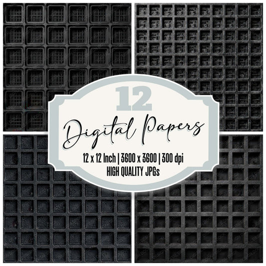 Black Plastic Grid Digital Paper Pack (DDD008168)