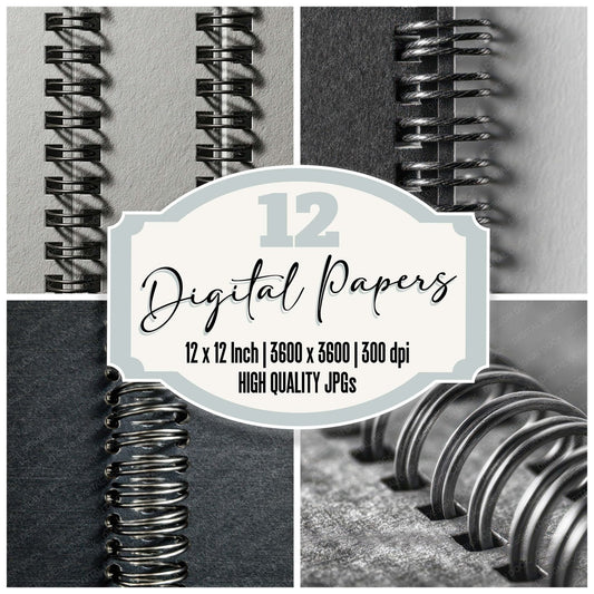 Black Spiral Binding Digital Paper Pack (DDD008169)
