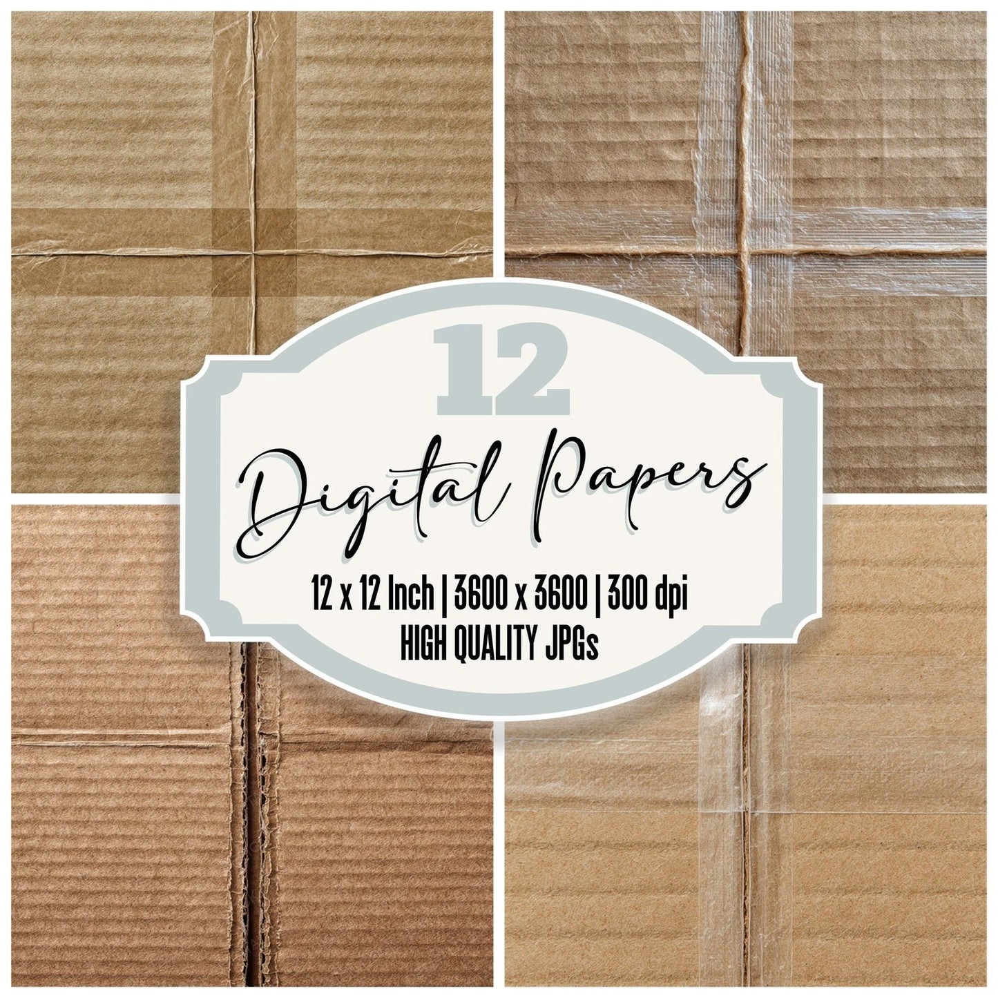 Cardboard Tape Seam Digital Paper Pack (DDD008172)