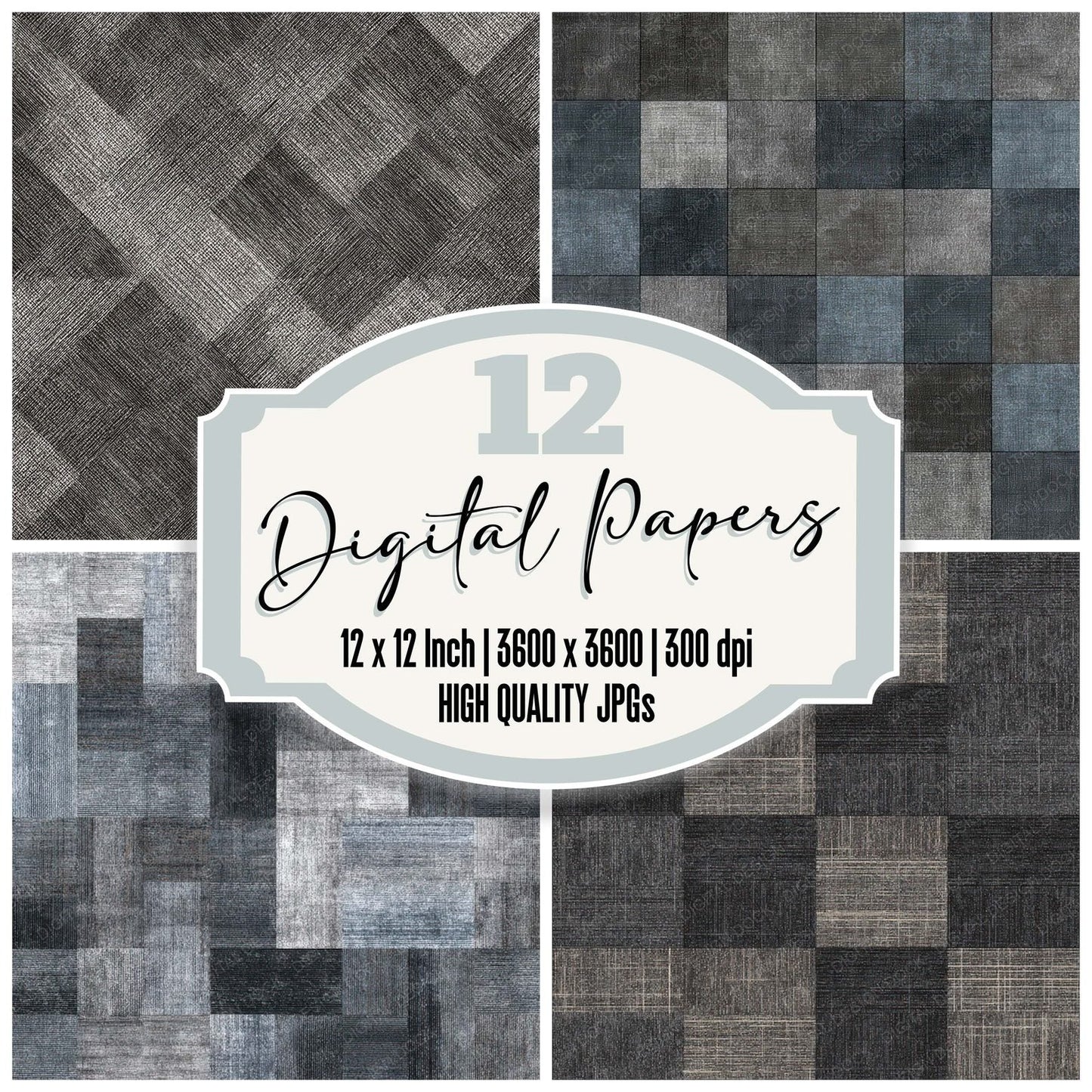 Grey Carpet Tile Floor Digital Paper Pack (DDD008175)