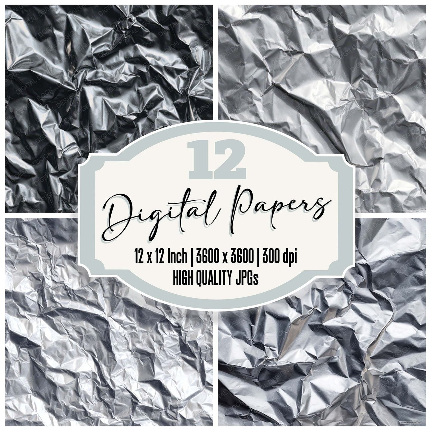 Silver Kitchen Foil Digital Paper Pack (DDD008181)