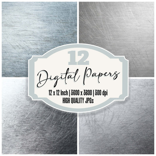 Silver Laptop Scratches Digital Paper Pack (DDD008182)