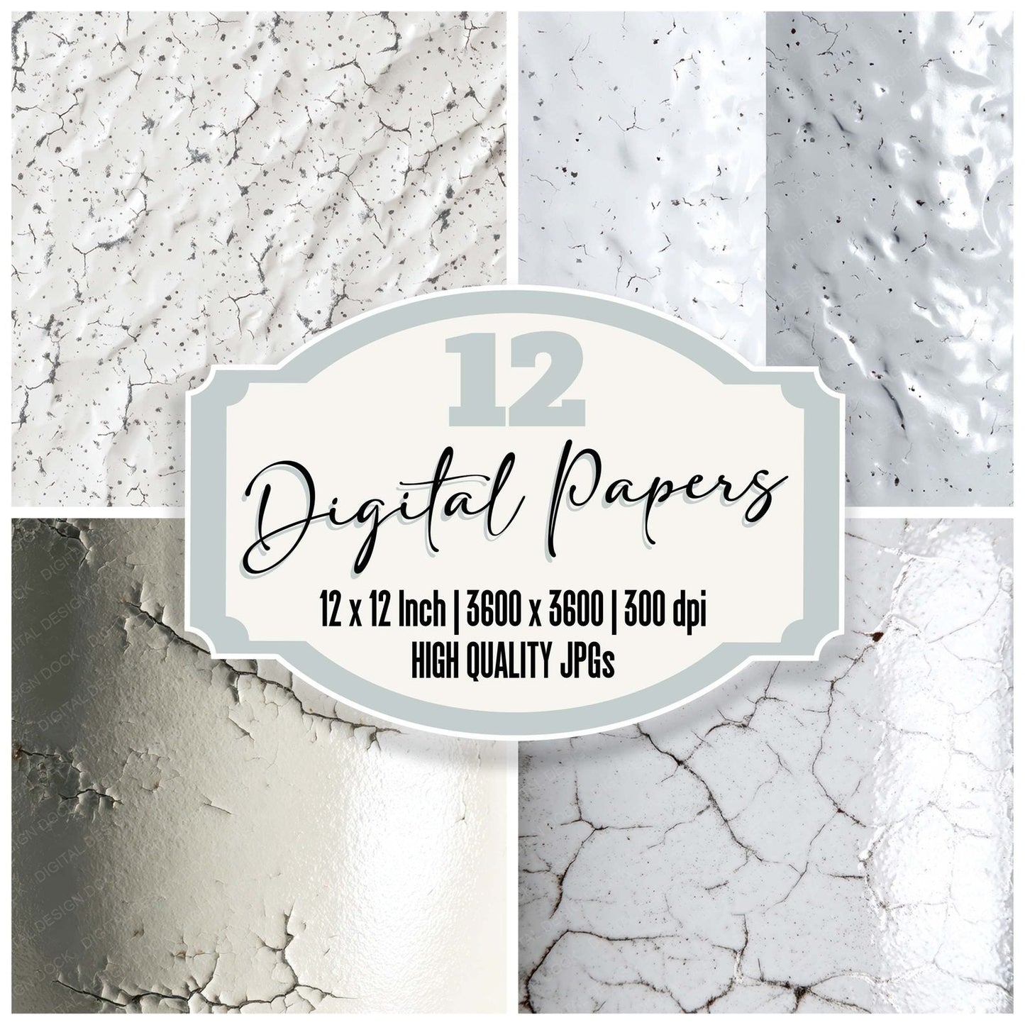 White Chipped Enamel Digital Paper Pack (DDD008185)
