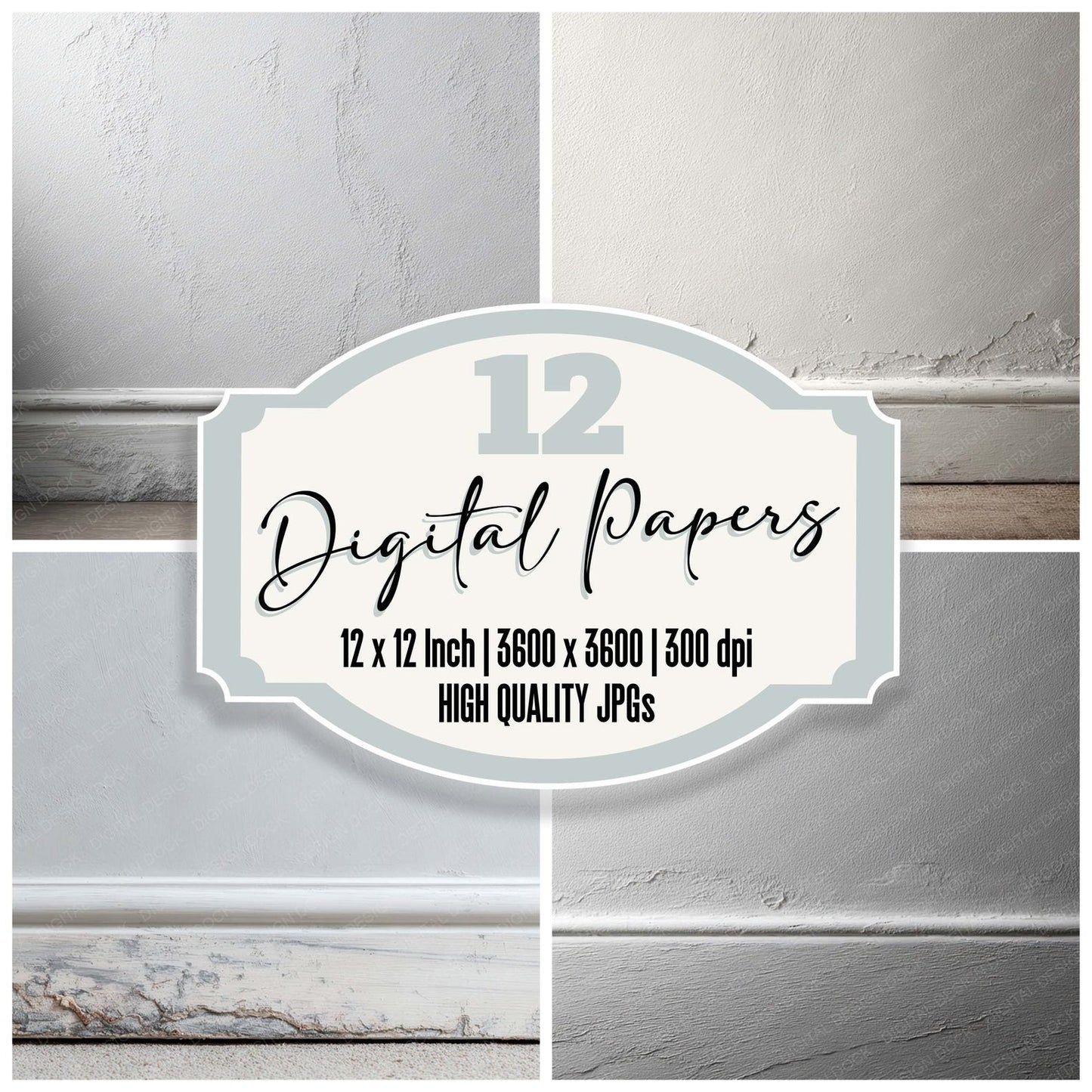 White Skirting Scuffs Digital Paper Pack (DDD008186)