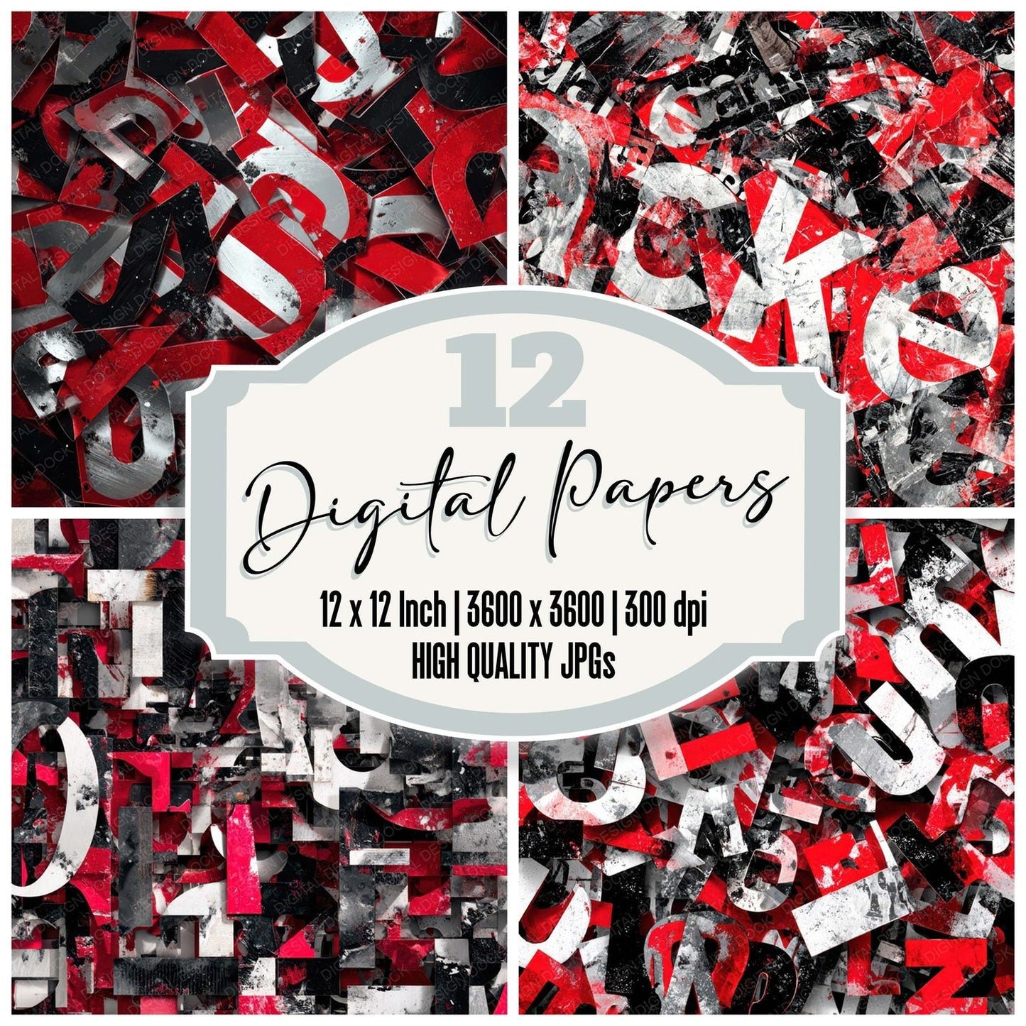 Glossy Logo Collage Digital Paper Pack (DDD008193)