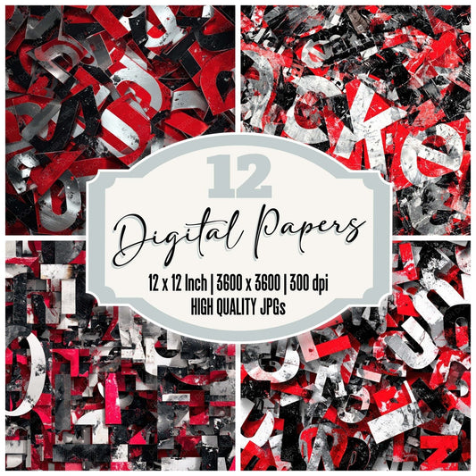 Glossy Logo Collage Digital Paper Pack (DDD008193)
