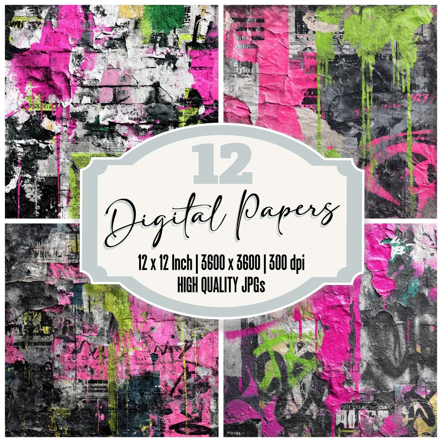 Graffiti Poster Wall Digital Paper Pack (DDD008194)