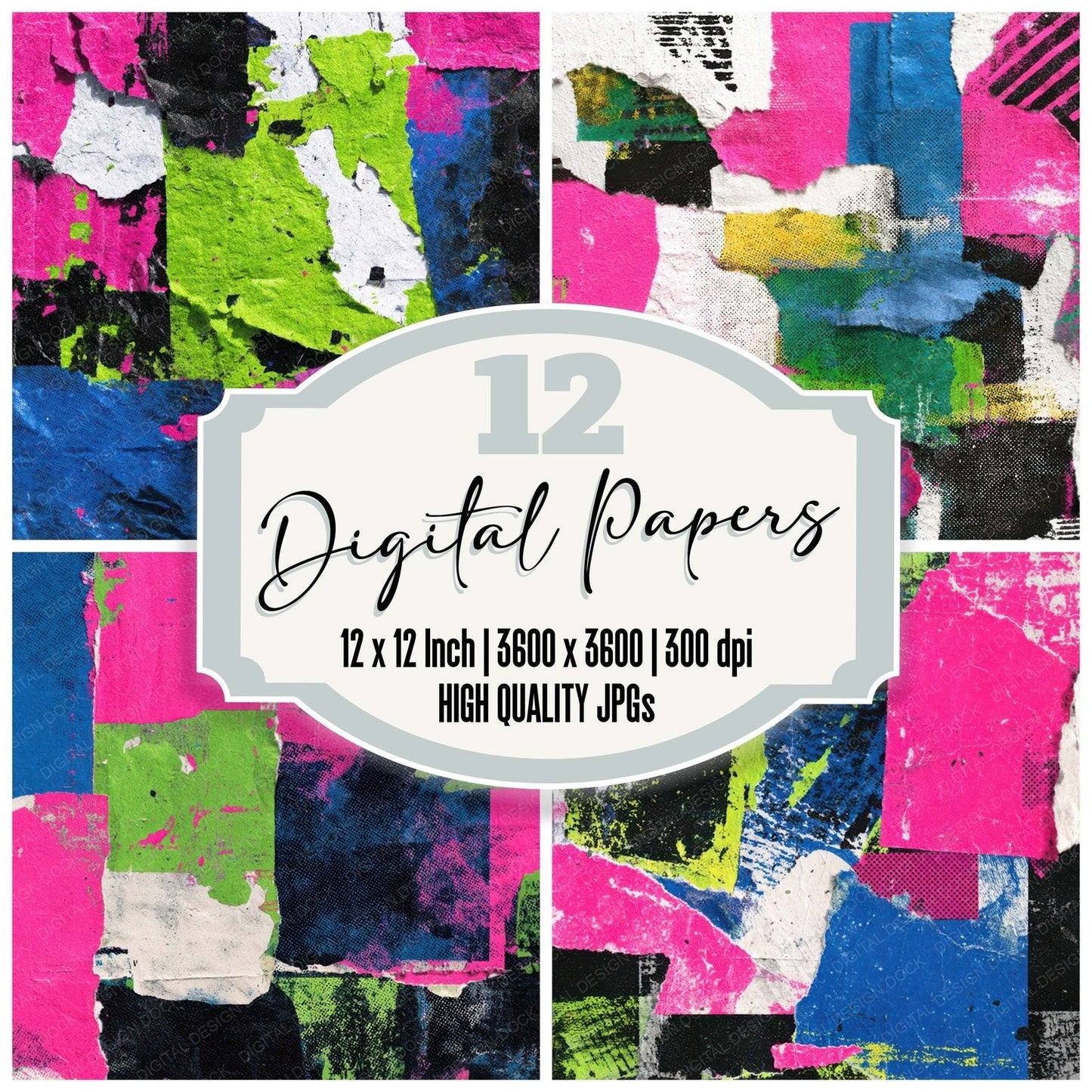Neon Zine Collage Digital Paper Pack (DDD008196)