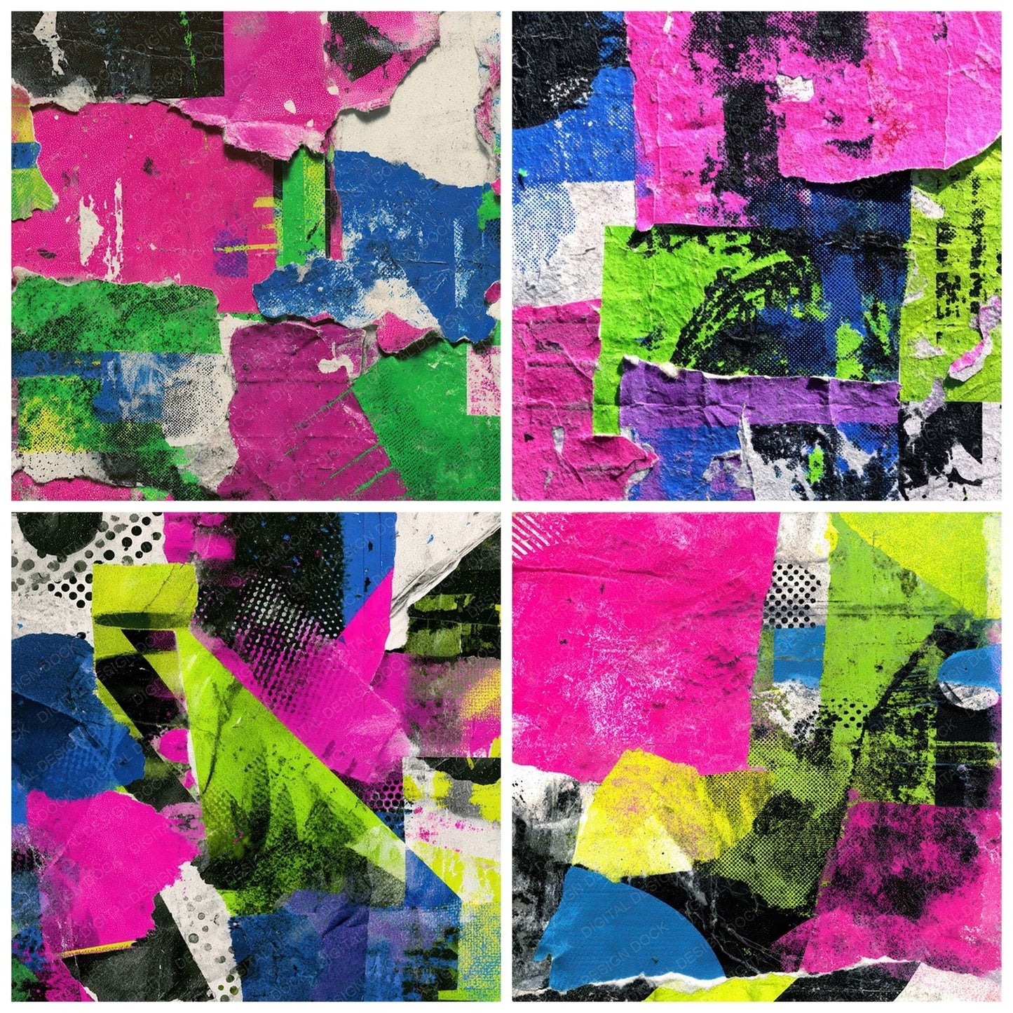 Neon Zine Collage Digital Paper Pack (DDD008196)
