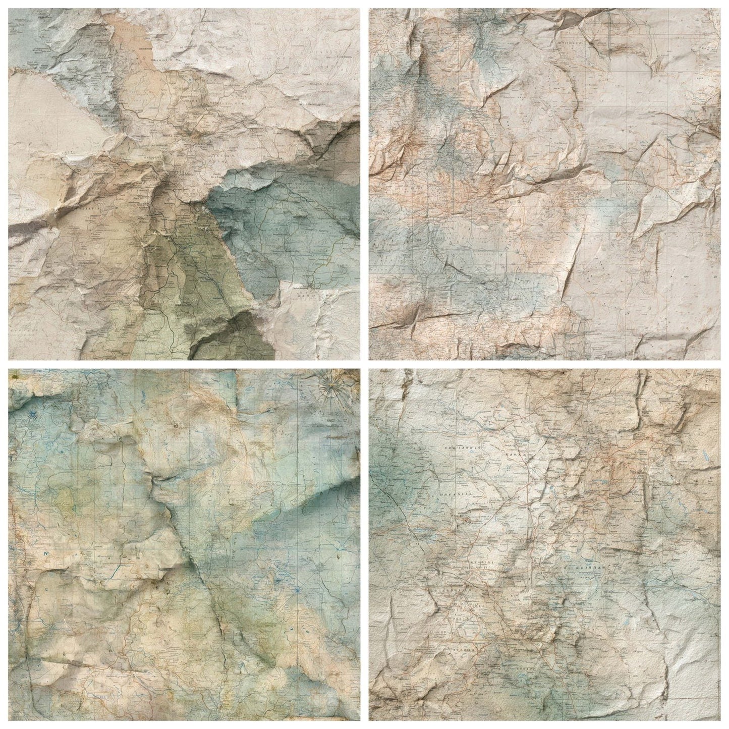 Old Map Tear Layers Digital Paper Pack (DDD008198)