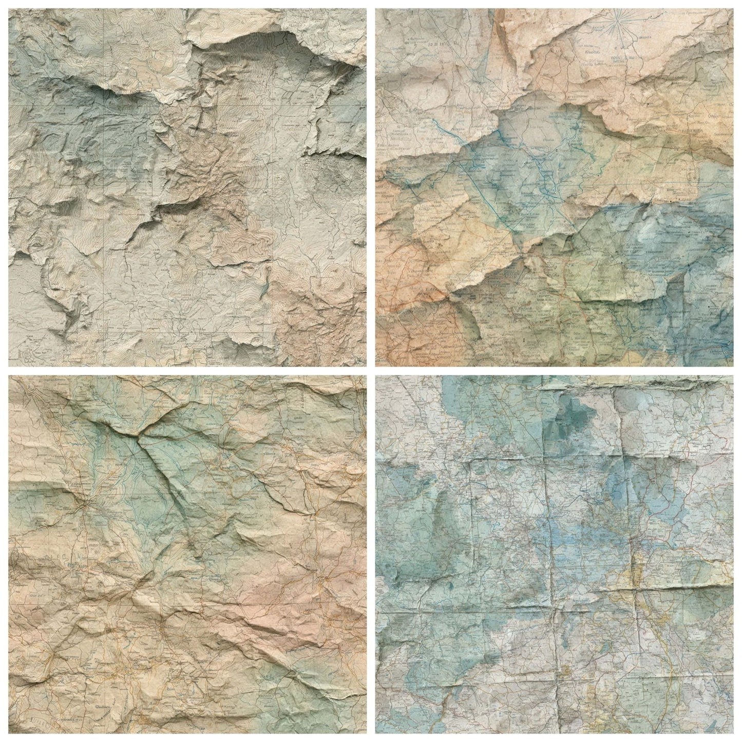 Old Map Tear Layers Digital Paper Pack (DDD008198)