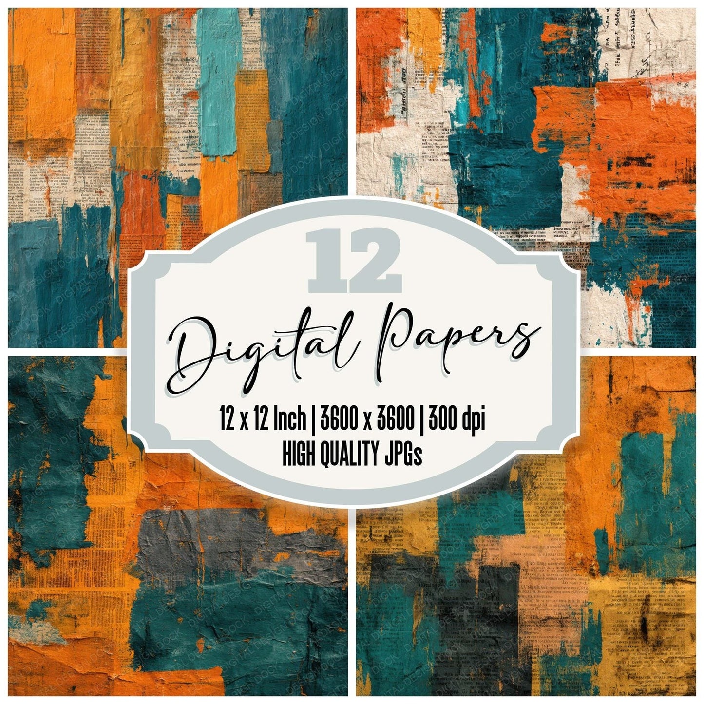 Painted Newspaper Layers Digital Paper Pack (DDD008199)