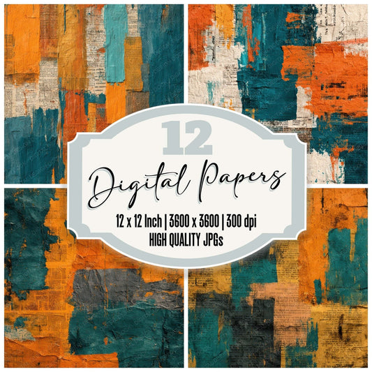 Painted Newspaper Layers Digital Paper Pack (DDD008199)