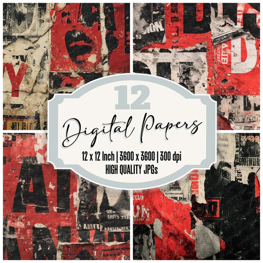 Punk Poster Rip Wall Digital Paper Pack (DDD008201)