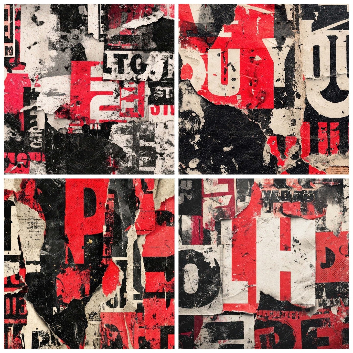 Punk Poster Rip Wall Digital Paper Pack (DDD008201)