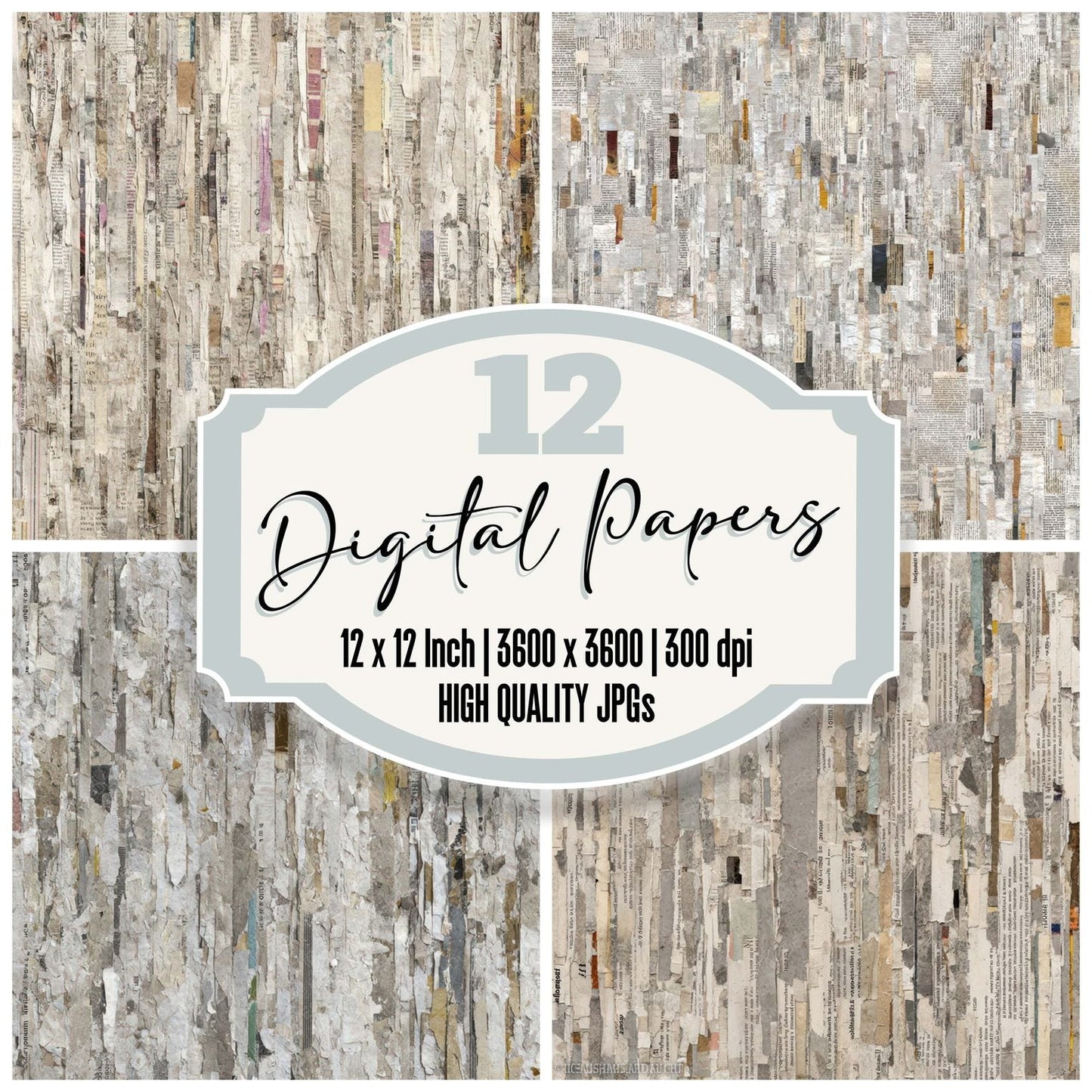 Shredded Paper Collage Digital Paper Pack (DDD008205)