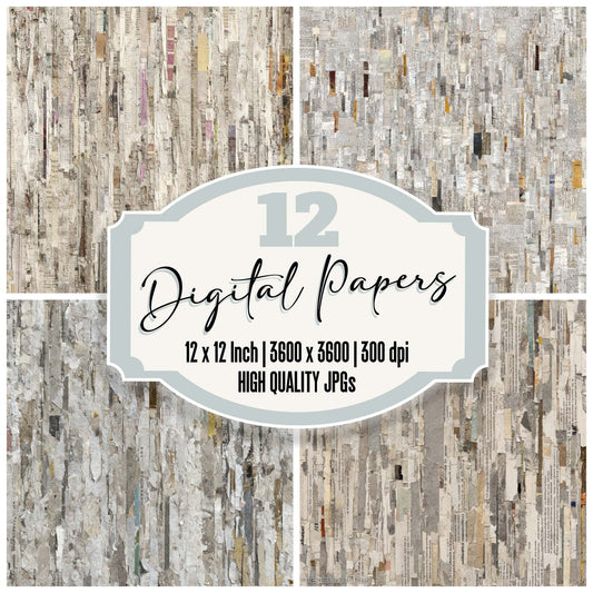 Shredded Paper Collage Digital Paper Pack (DDD008205)