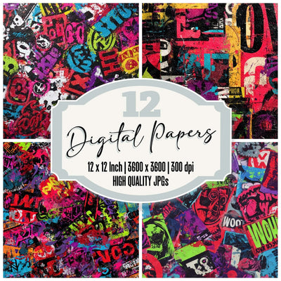 Sticker Bomb Layers Digital Paper Pack (DDD008206)