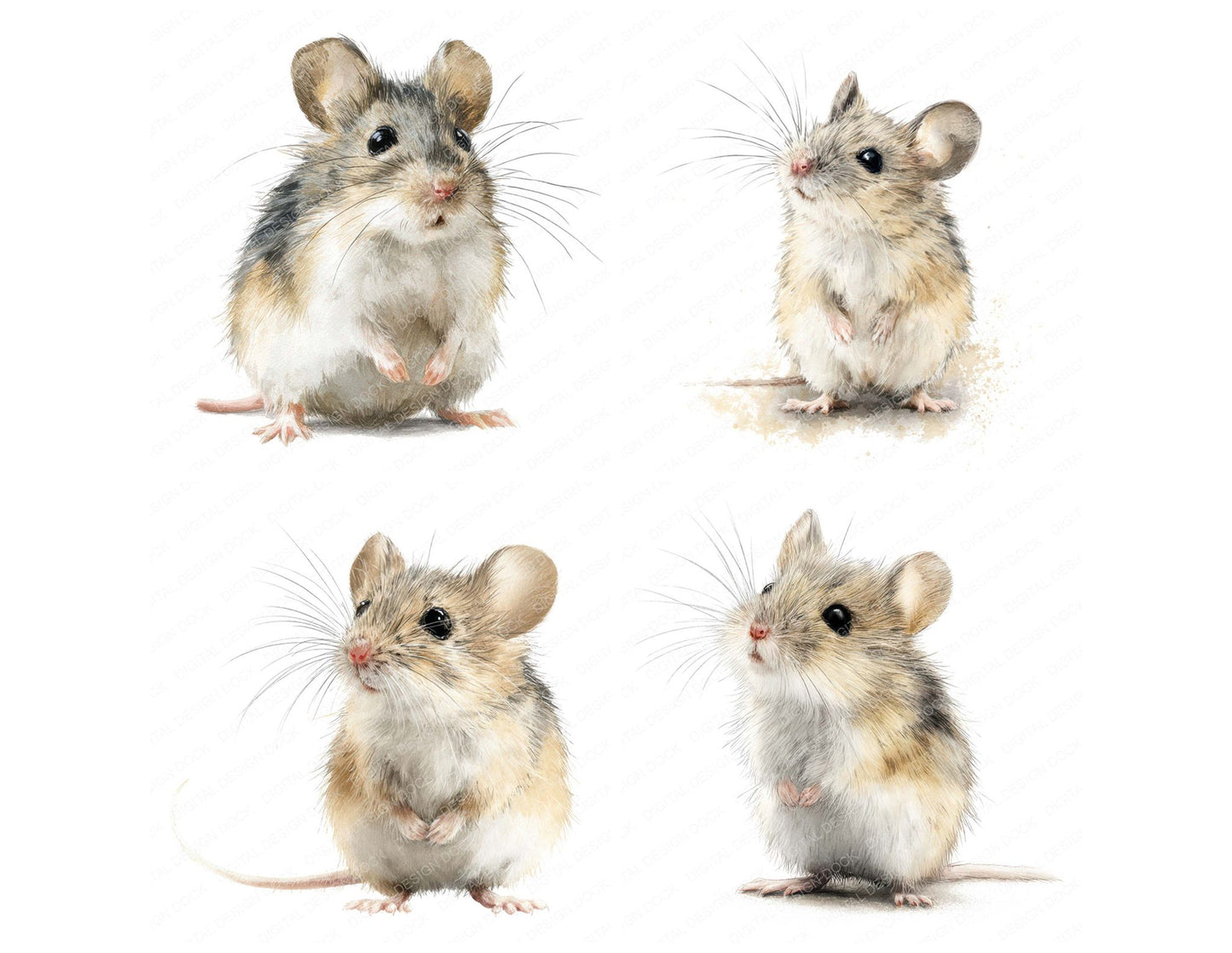 Cute Little Field Mouse Clipart Set (DDD008232)
