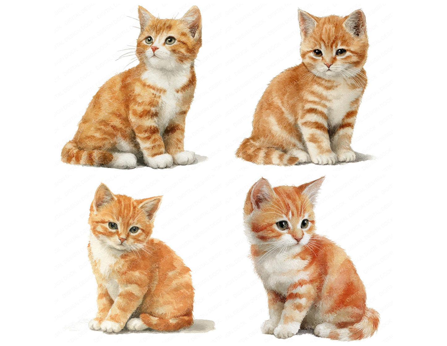 Cute Little Kitten Clipart Set (DDD008234)