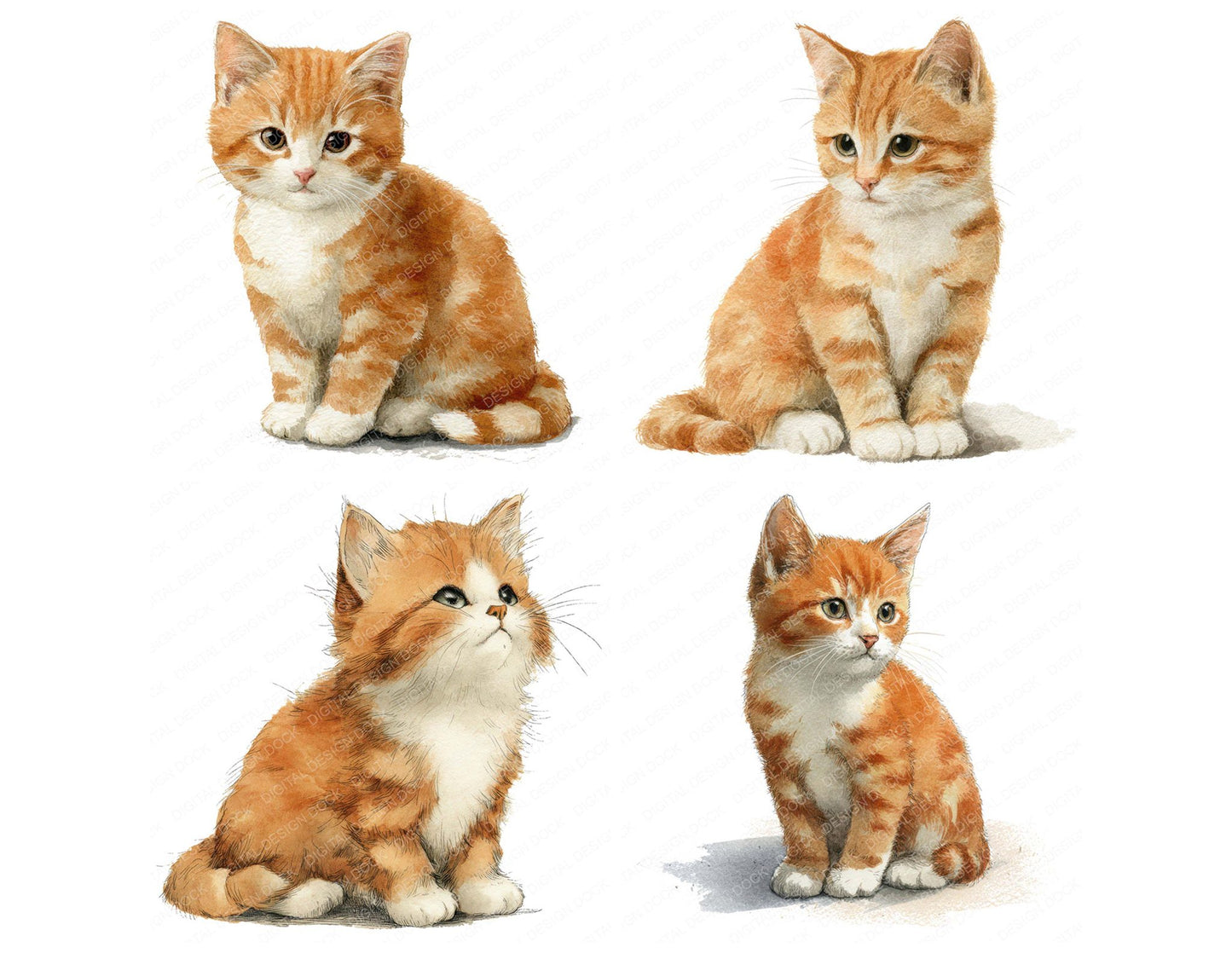 Cute Little Kitten Clipart Set (DDD008234)