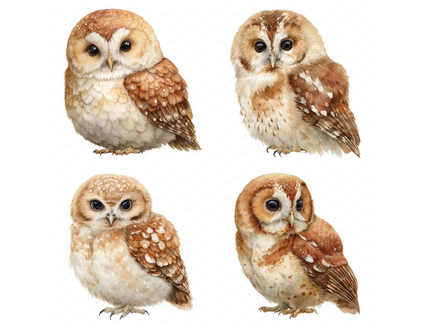 Cute Little Owl Clipart Set (DDD008236)