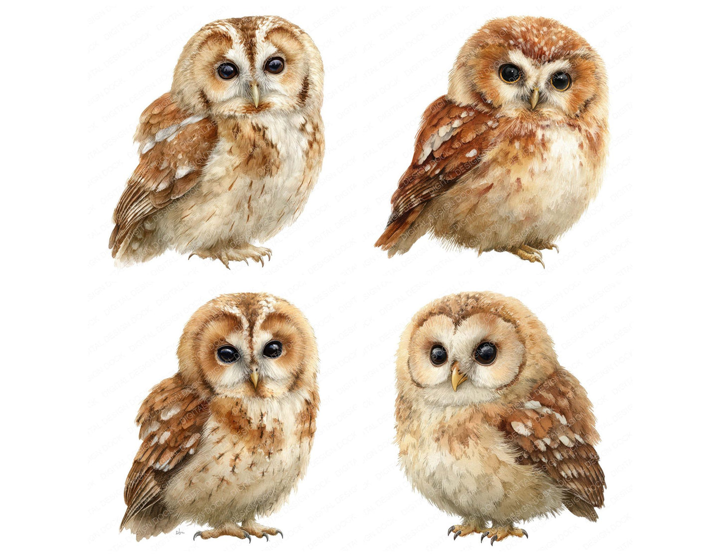 Cute Little Owl Clipart Set (DDD008236)