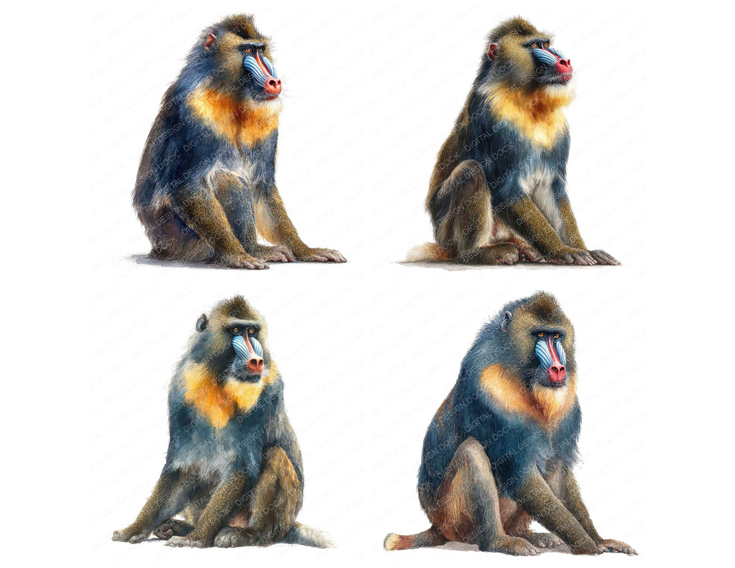 Mandrill Exotic Animal Clipart Set (DDD008241)
