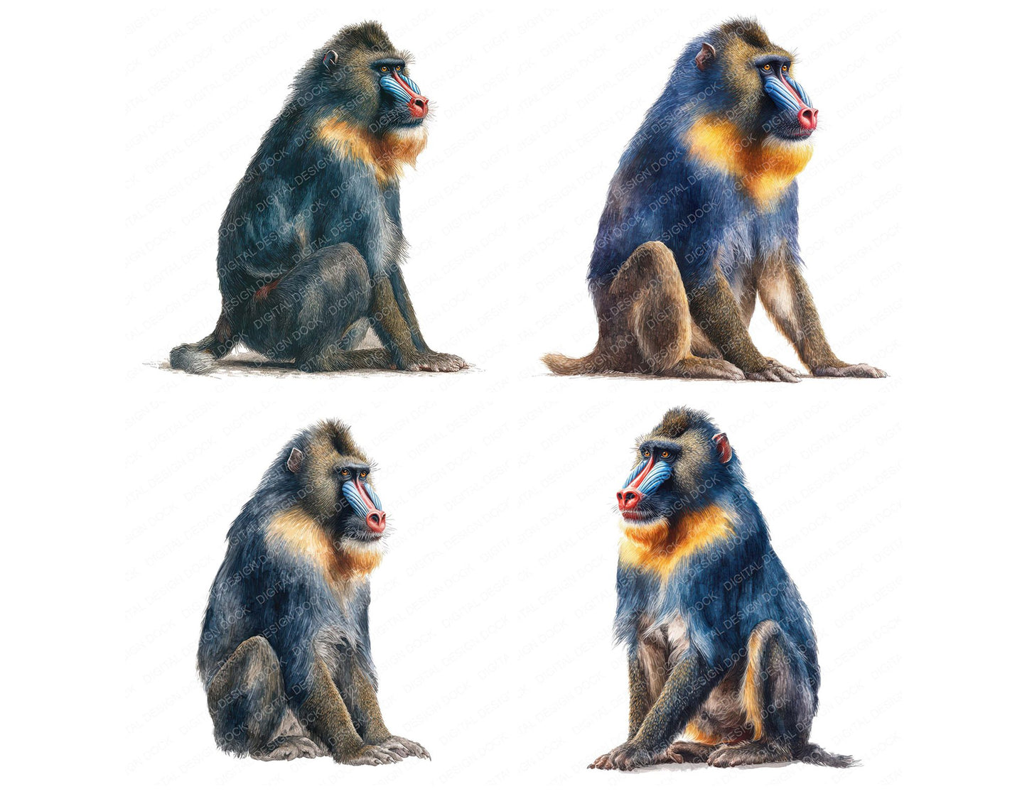 Mandrill Exotic Animal Clipart Set (DDD008241)