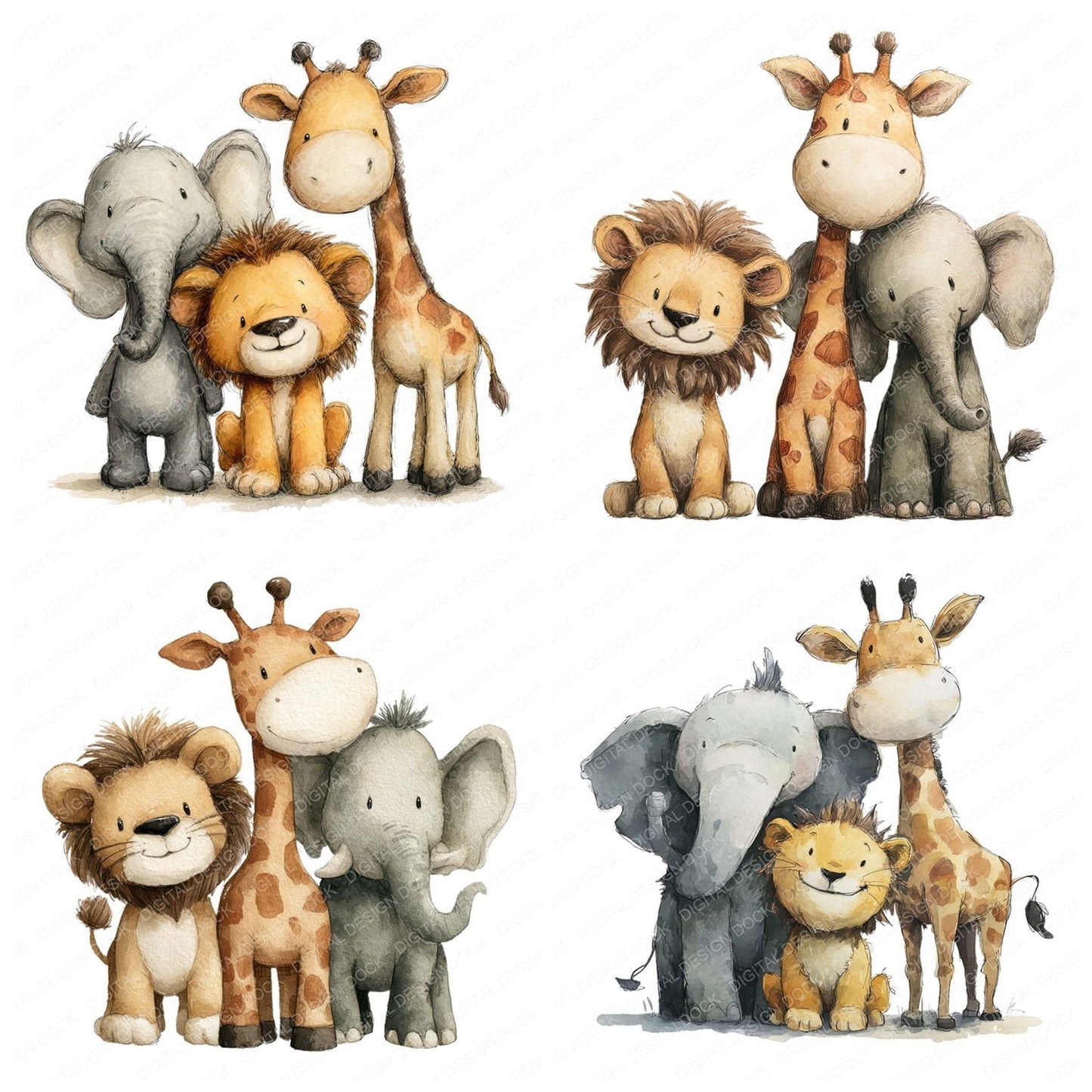 Safari Animal Friends Clipart Set (DDD008244)