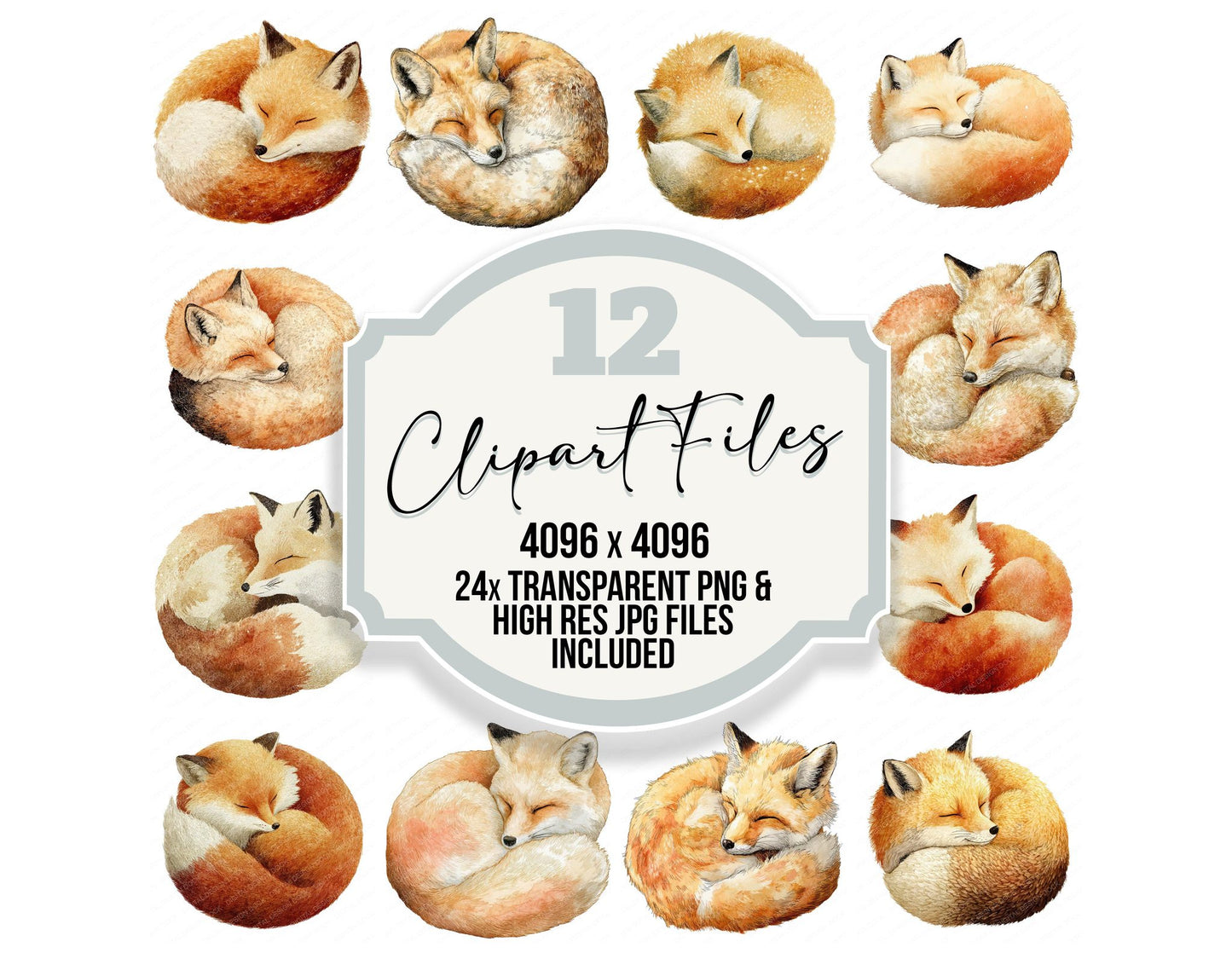 Sleeping Little Fox Clipart Set (DDD008246)