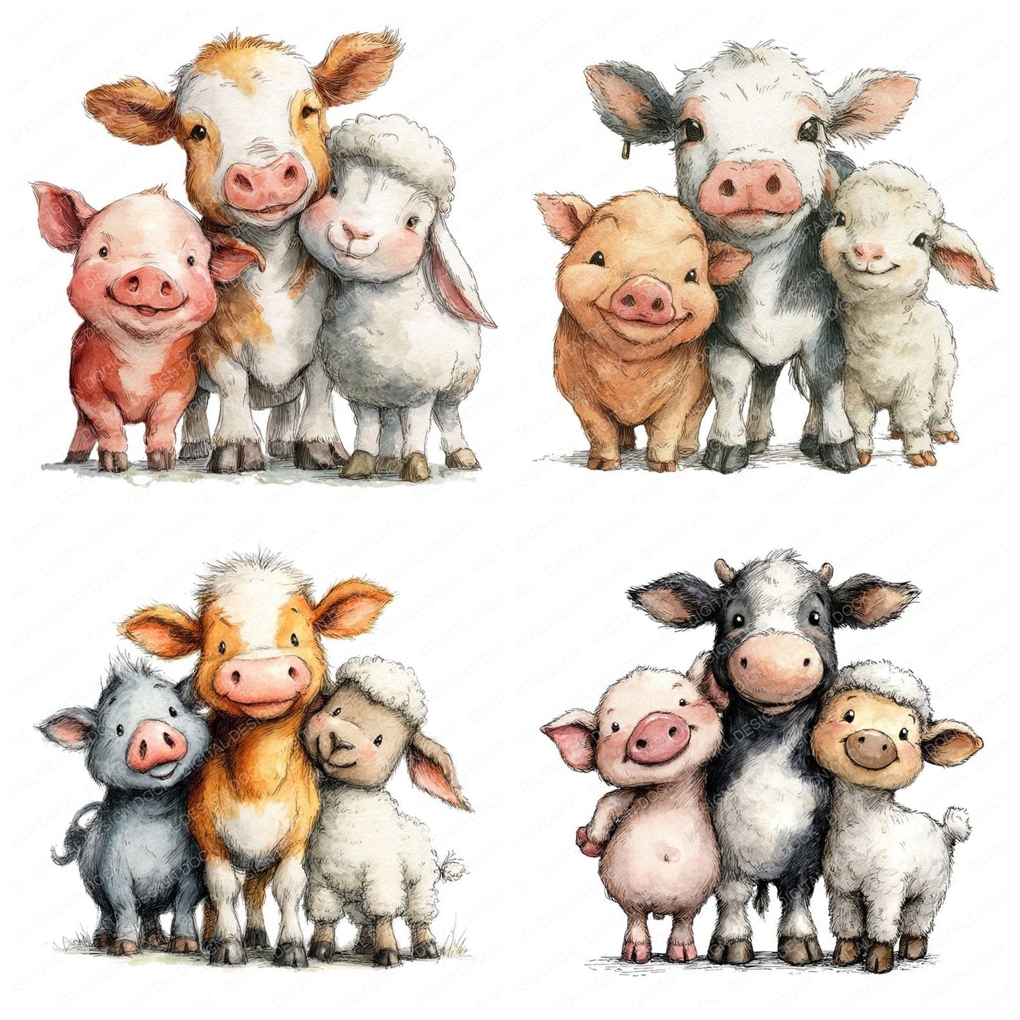 Farm Animals Friends Clipart Set (DDD008249)