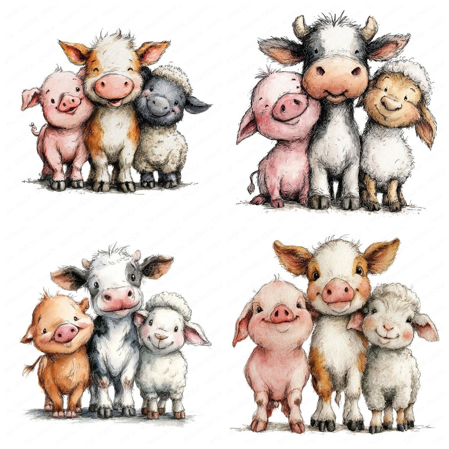 Farm Animals Friends Clipart Set (DDD008249)