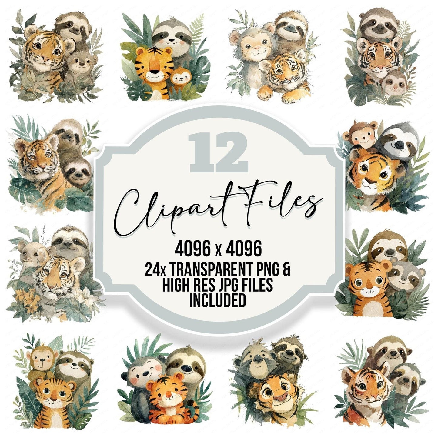 Jungle Animals Friends Clipart Set (DDD008263)