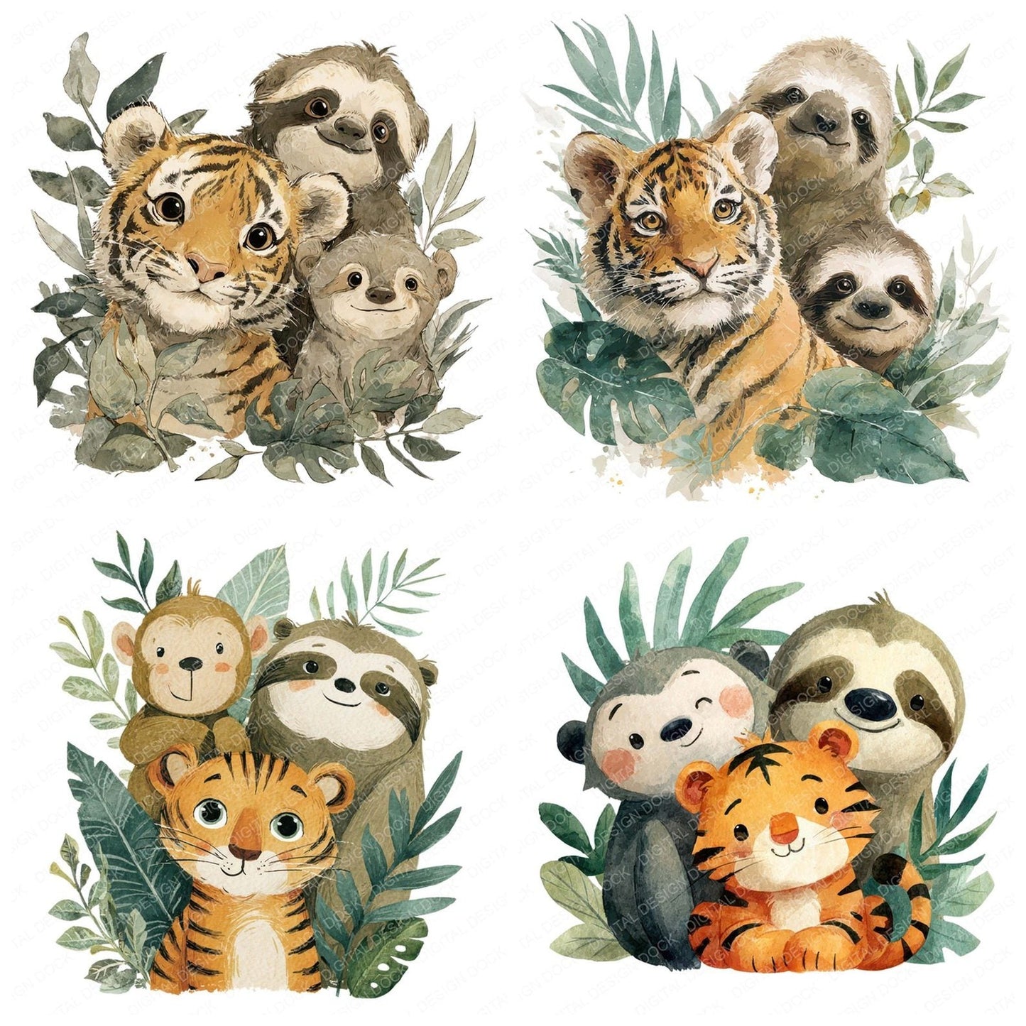 Jungle Animals Friends Clipart Set (DDD008263)