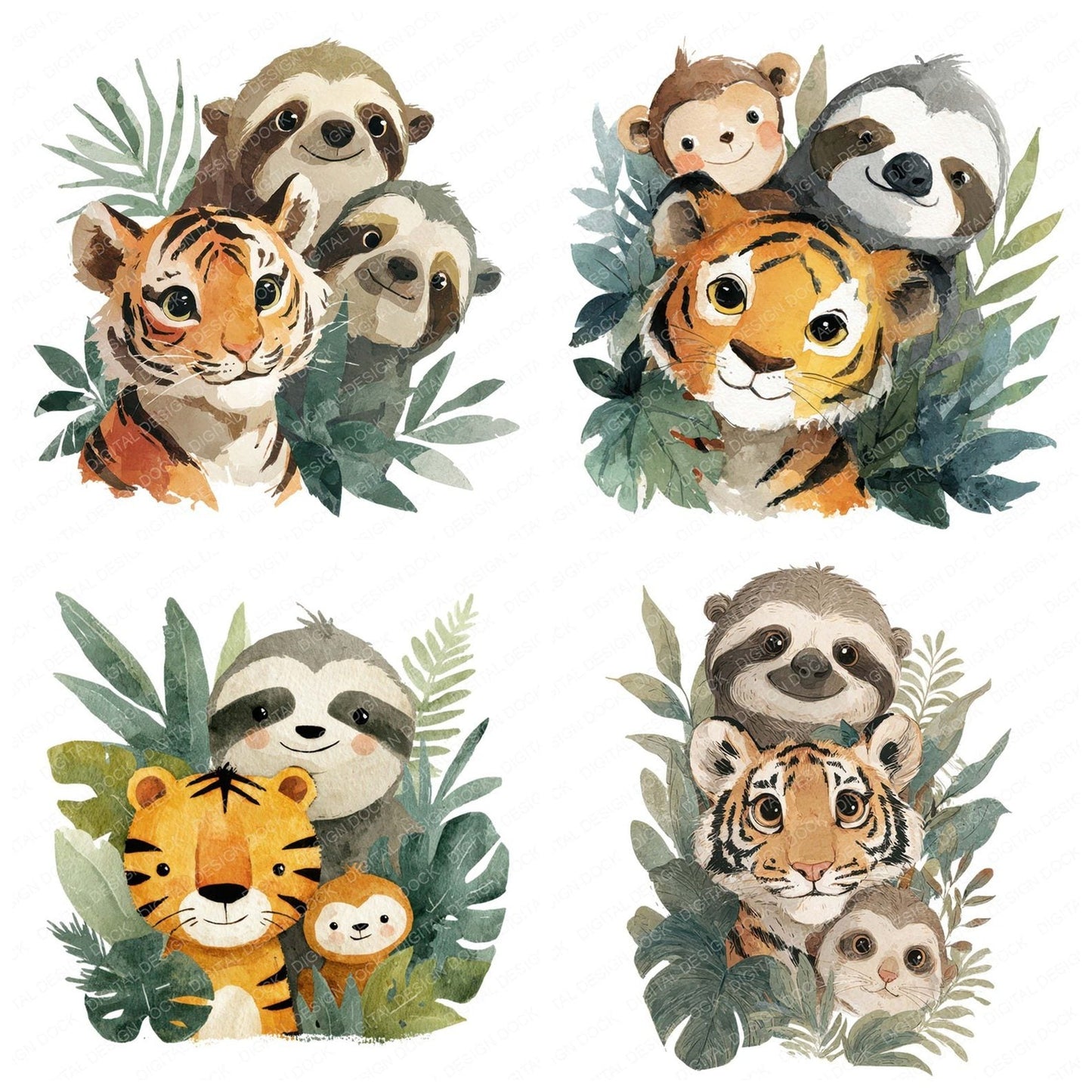 Jungle Animals Friends Clipart Set (DDD008263)