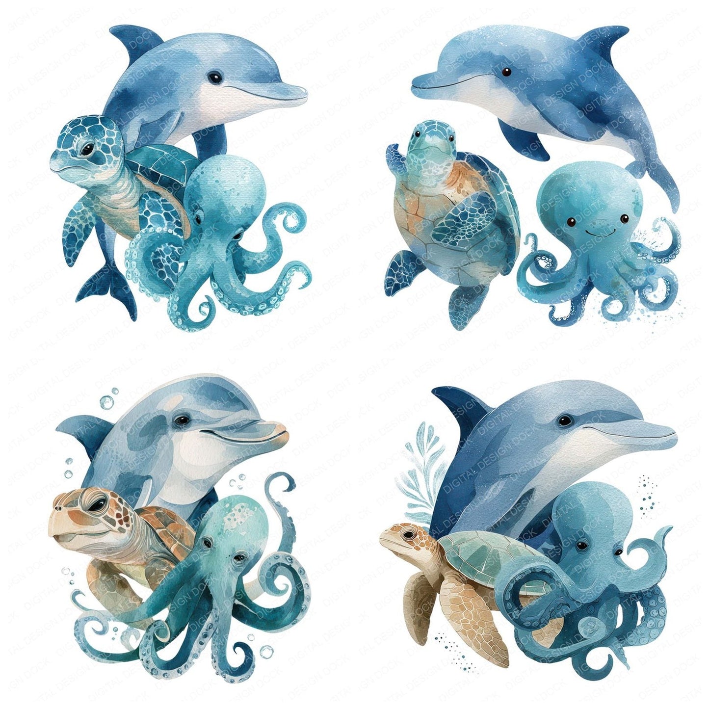 Ocean Animals Friends Clipart Set (DDD008264)