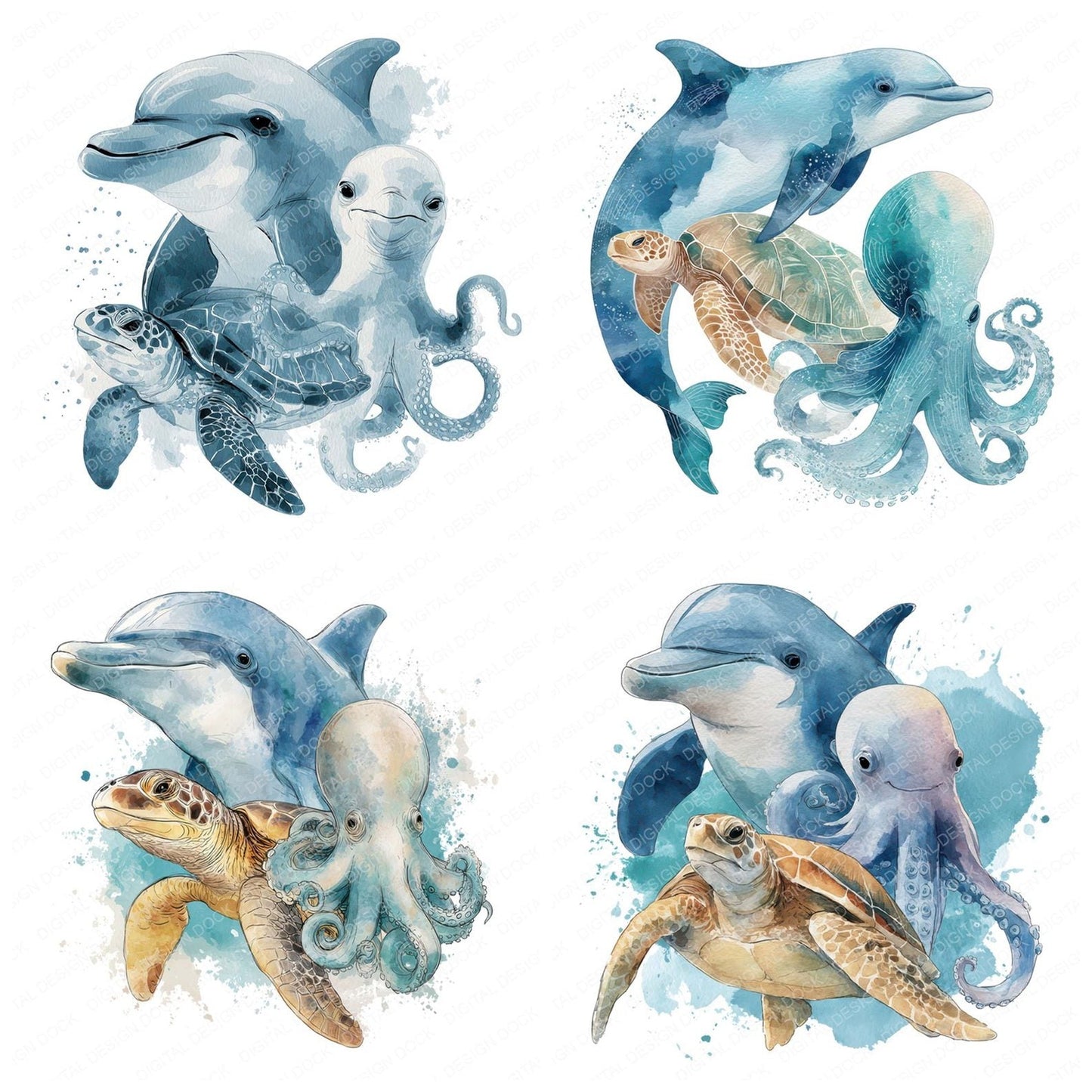 Ocean Animals Friends Clipart Set (DDD008264)