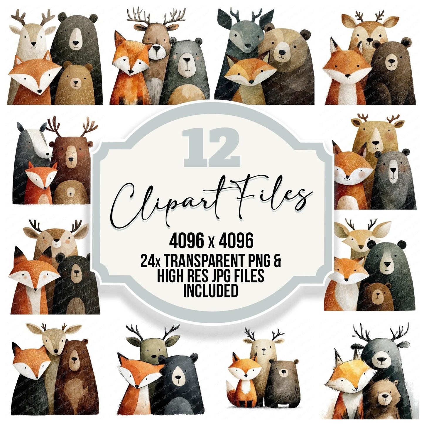 Woodland Animal Friends Clipart Set (DDD008266)