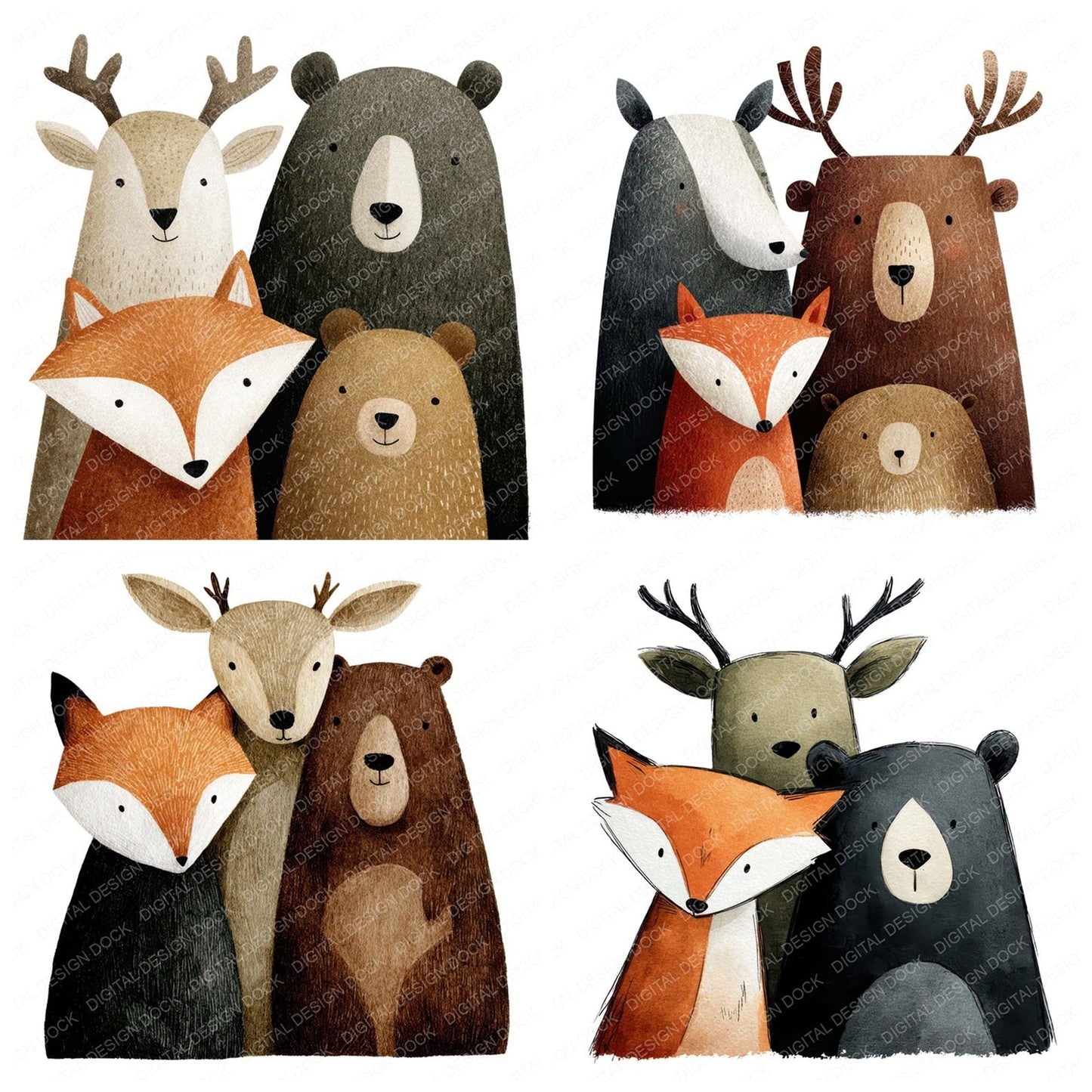 Woodland Animal Friends Clipart Set (DDD008266)