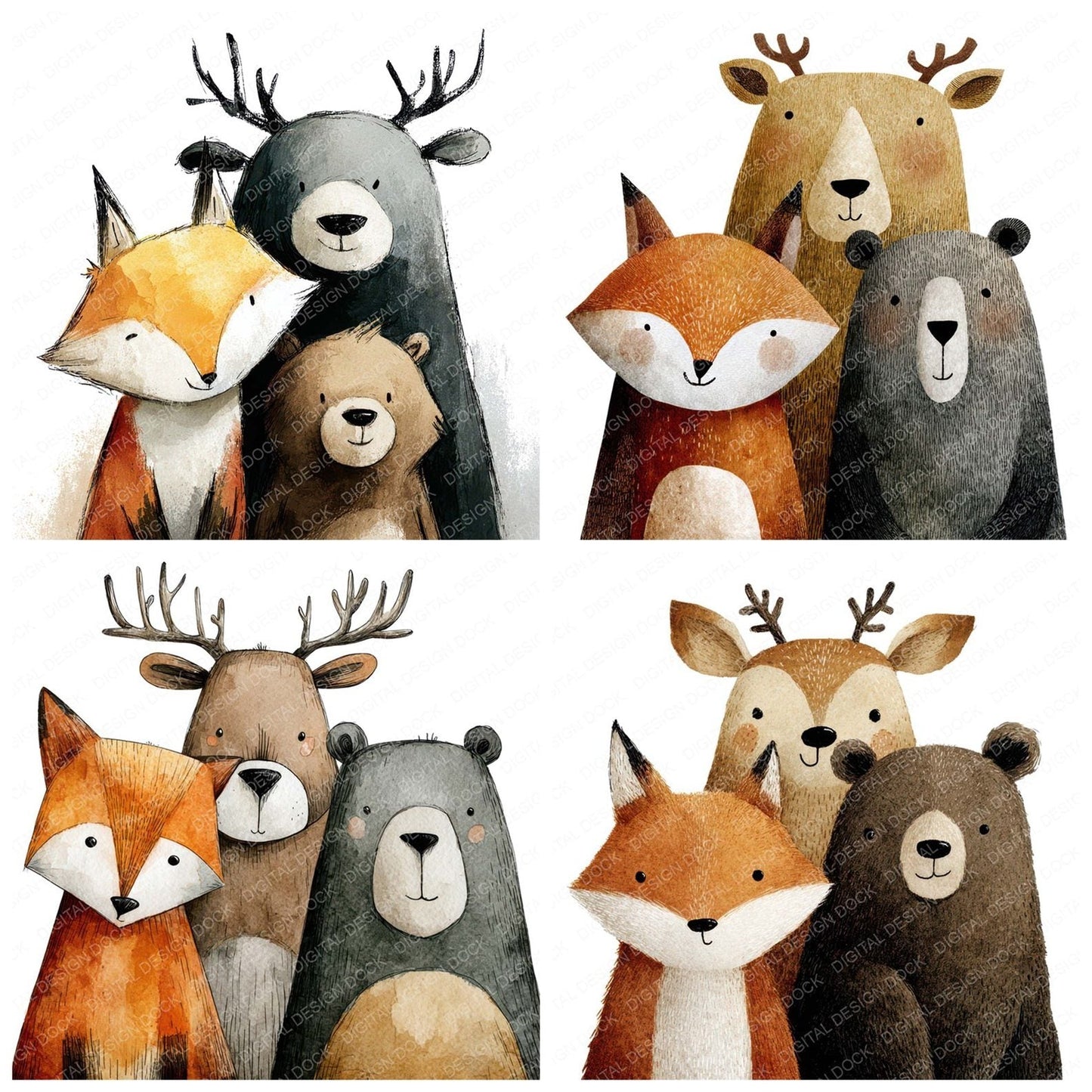 Woodland Animal Friends Clipart Set (DDD008266)