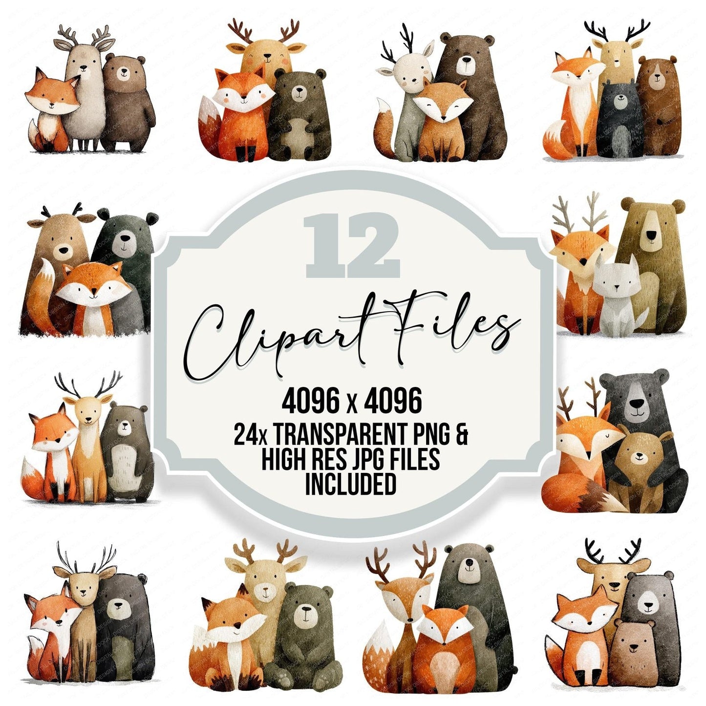 Woodland Animals Friends Clipart Set (DDD008267)