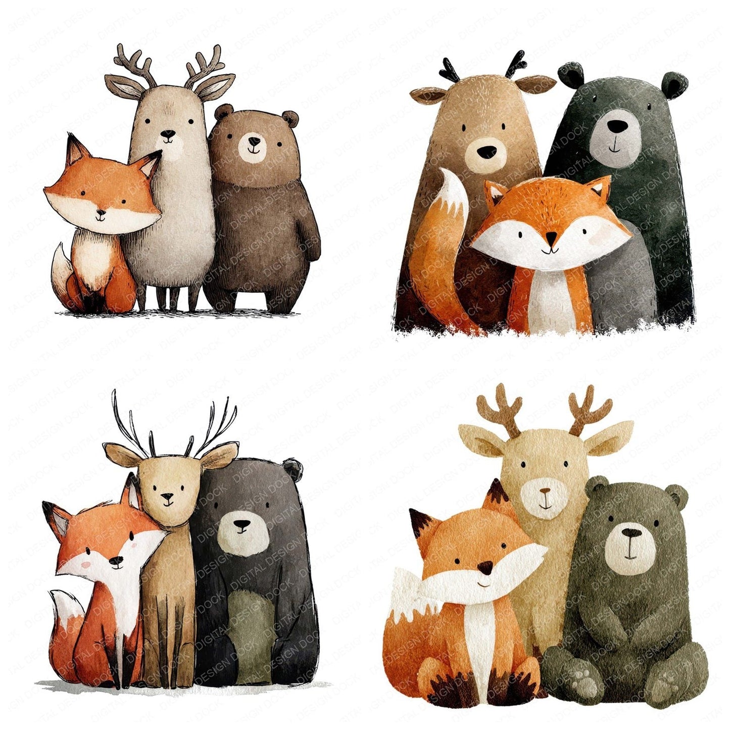 Woodland Animals Friends Clipart Set (DDD008267)