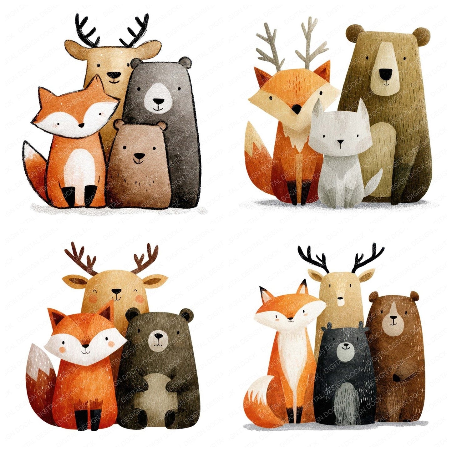 Woodland Animals Friends Clipart Set (DDD008267)