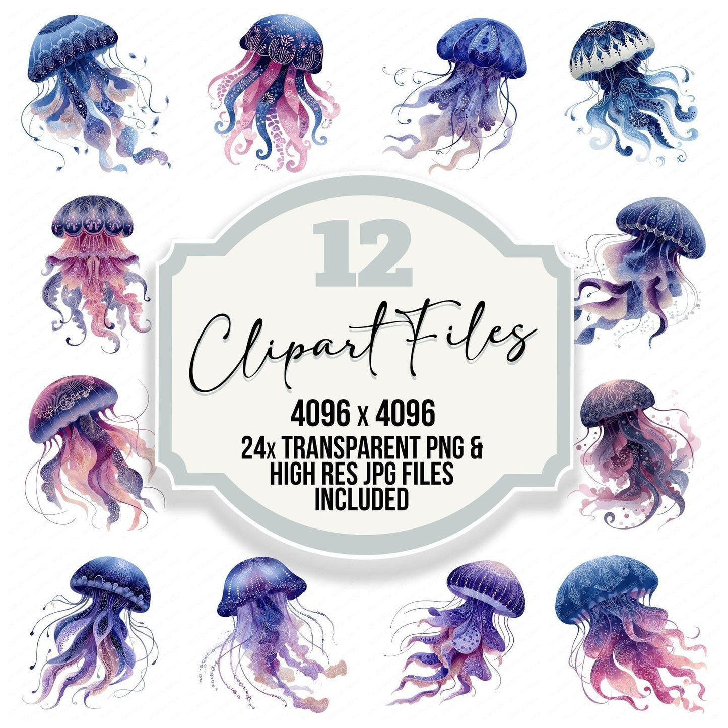 Folk Art Jellyfish Clipart Set (DDD008271)